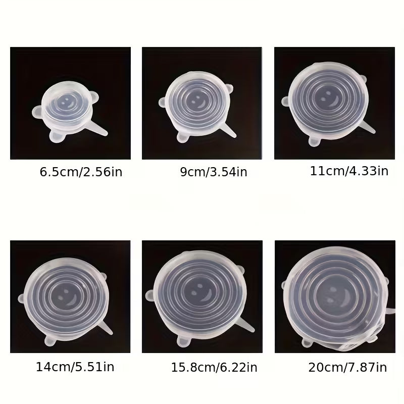 6-Piece Reusable Silicone Stretch Lids – Universal Food Covers