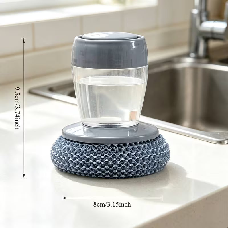 Soap Dispensing Dish Scrubber Brush β Kitchen Cleaning Brush with Steel Wire Ball & Soap Dispenser