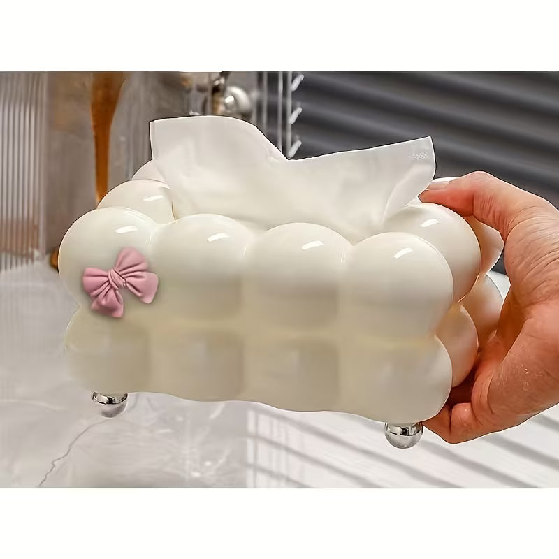 Bubble Shape Tissue Box Holder – Stylish Non-Slip Plastic Facial Tissue Dispenser Cover (Assorted Colors)
