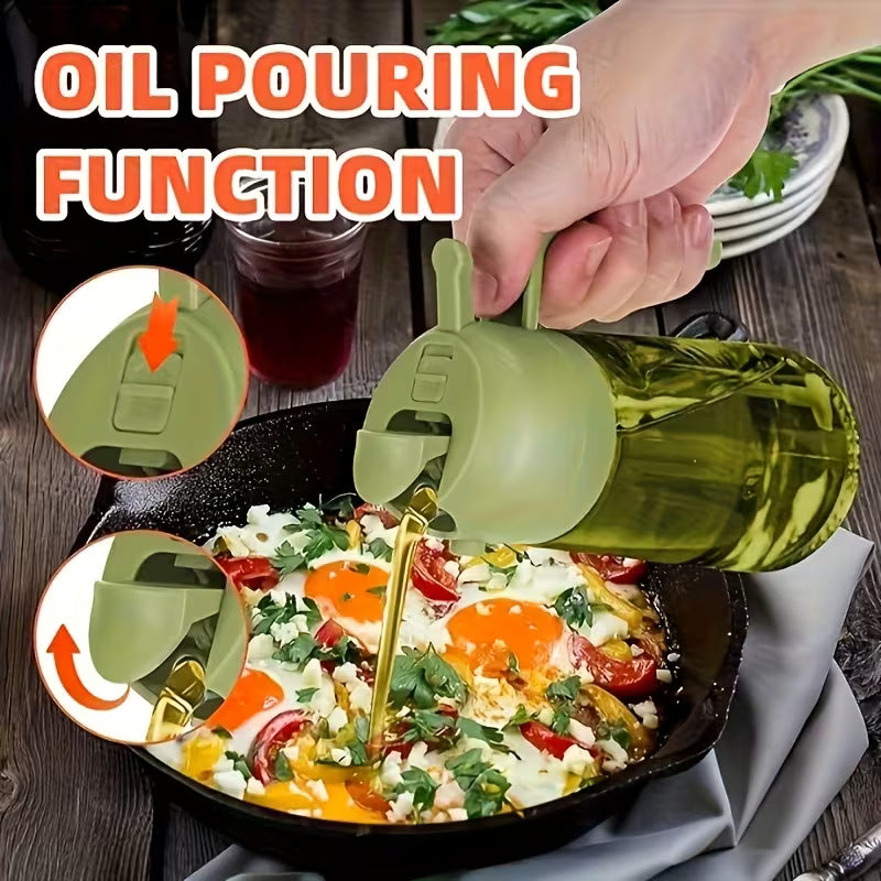 Oil Sprayer Bottle for Cooking – 2-in-1 Adjustable Mist & Dispenser, Leak-Proof Glass Oil Spray Bottle for Air Fryer, Baking & BBQ (Random Color)