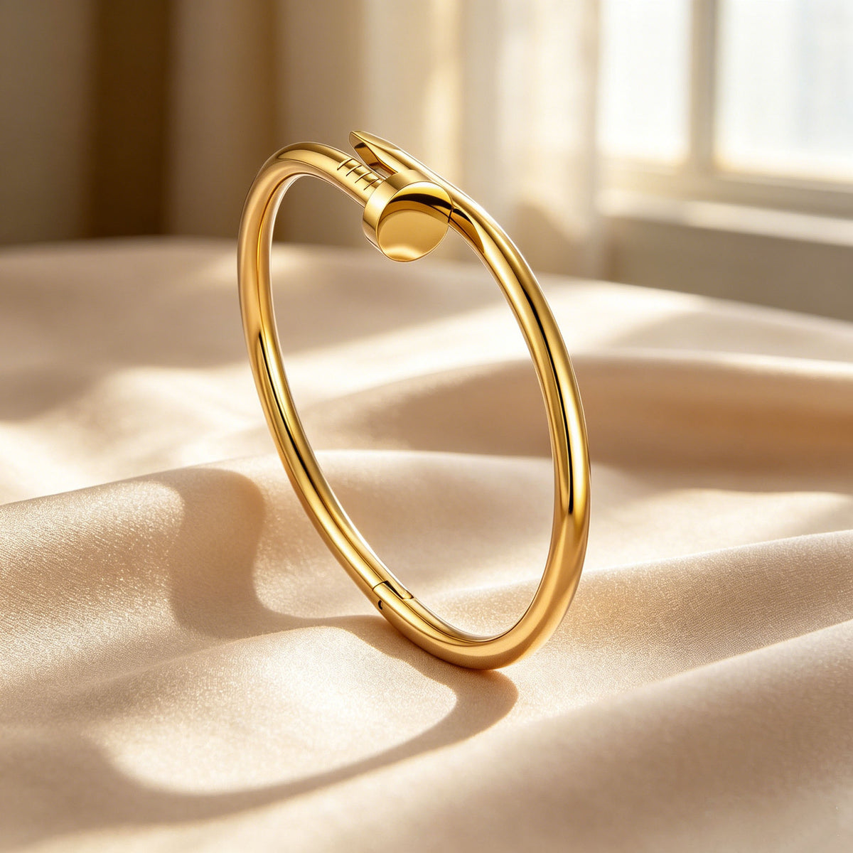 3-Piece Golden Cartier & Nail Style Bracelet Set