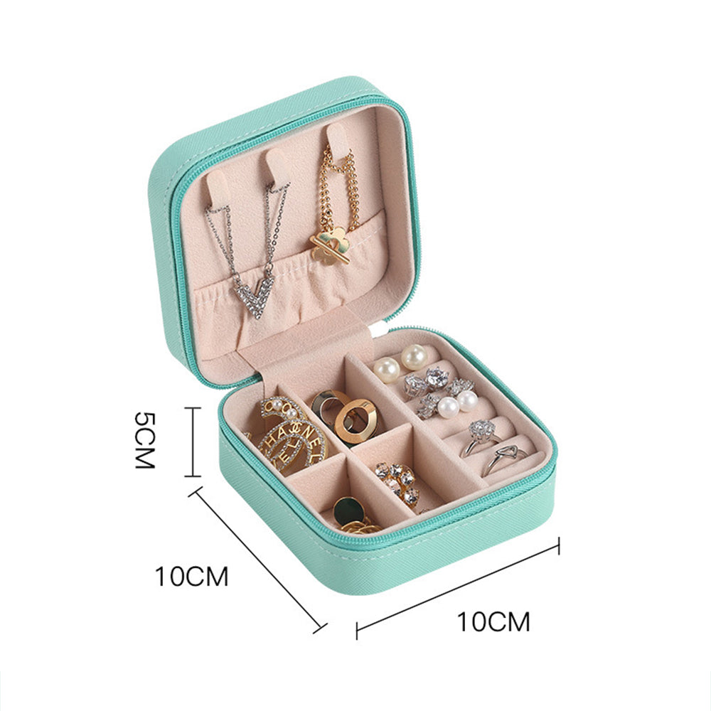 Leather Jewelry Storage Box & Cosmetic Organizer Stand – Portable Earrings & Ring Display Case