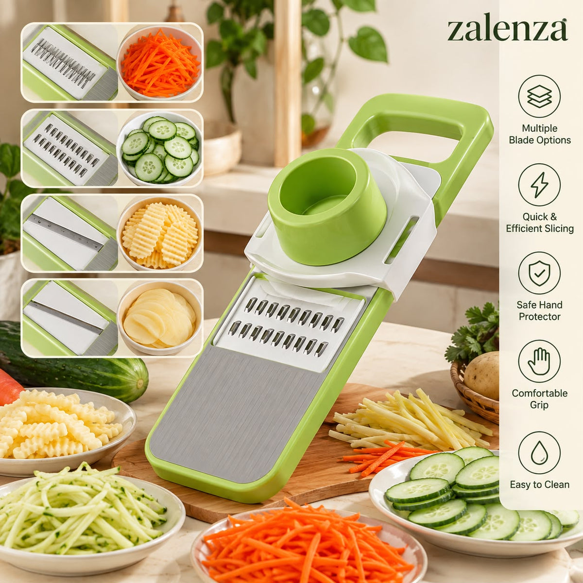 5-in-1 Vegetable Slicer & Grater – Adjustable Mandoline Cutter