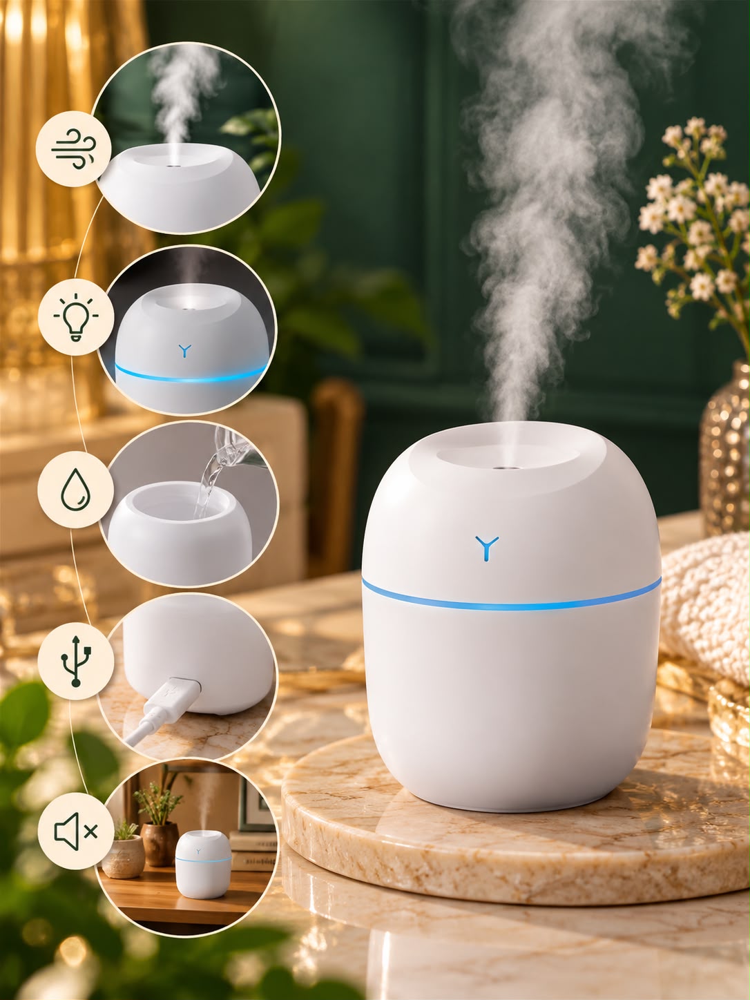 Mini USB Air Humidifier – Portable Cool Mist Diffuser for Home & Office