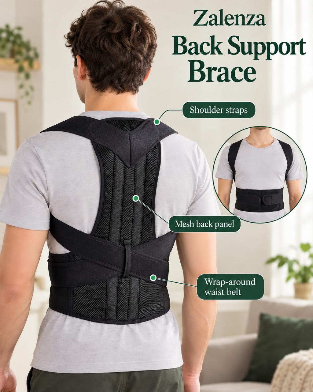Adjustable Back Support Belt & Posture Corrector – Breathable Spine & Shoulder Support Brace for Men & Women