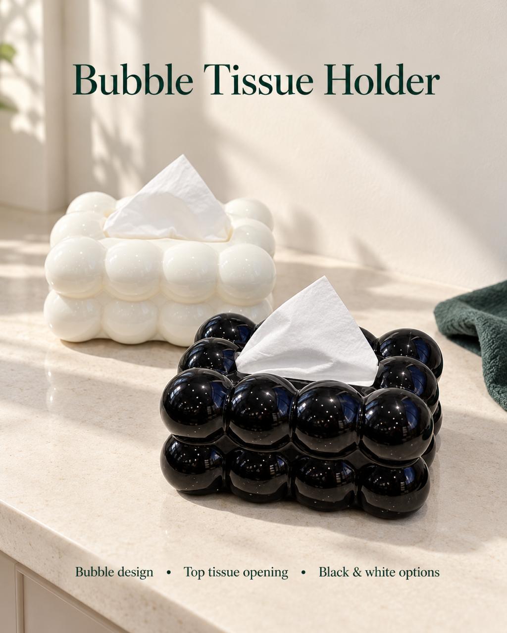 Bubble Shape Tissue Box Holder – Stylish Non-Slip Plastic Facial Tissue Dispenser Cover (Assorted Colors)