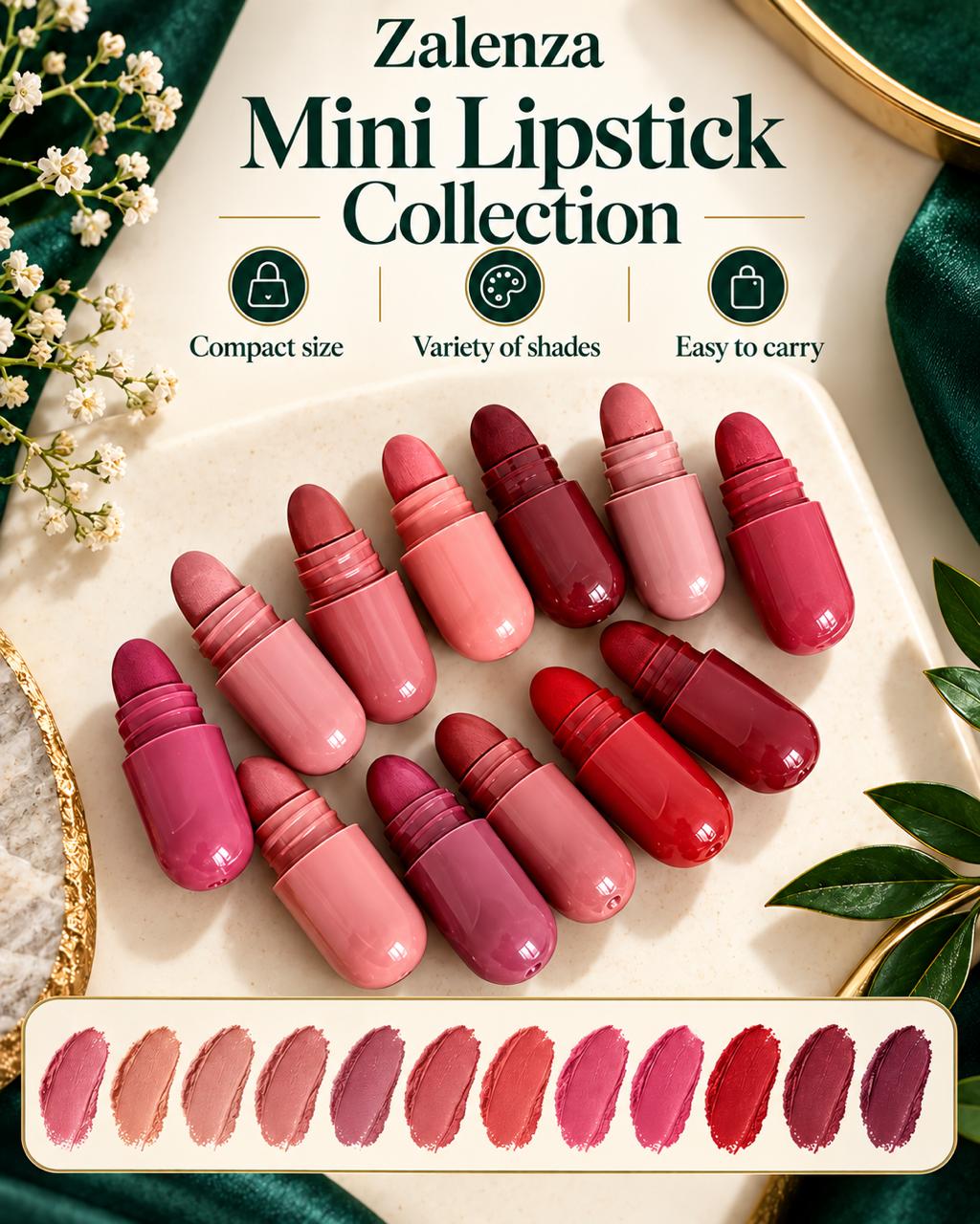 12-Piece Multicolor Mini Capsule Lipstick Set – Matte Pocket Lipstick Collection with Assorted Shades