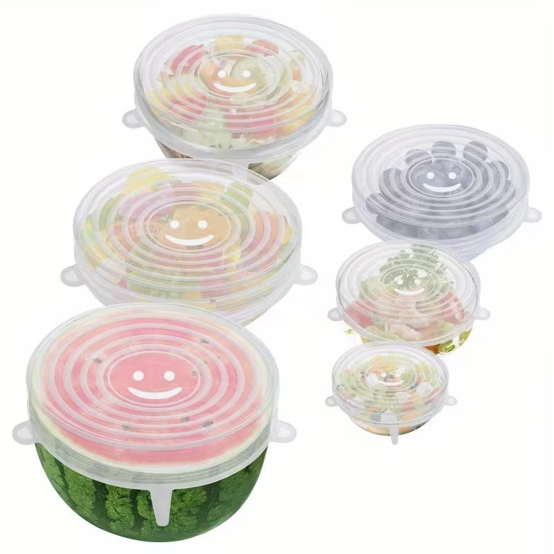 6-Piece Reusable Silicone Stretch Lids – Universal Food Covers