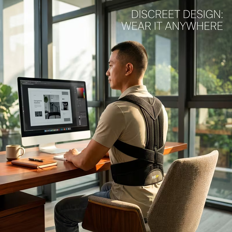 Adjustable Back Support Belt & Posture Corrector – Breathable Spine & Shoulder Support Brace for Men & Women