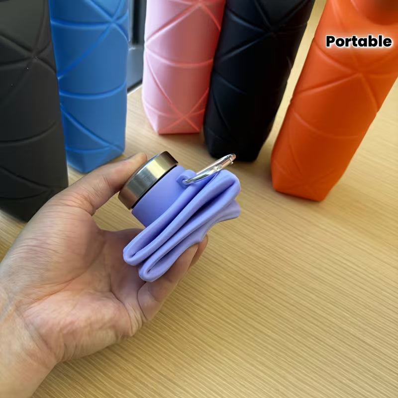 600ml Silicone Folding Bottle – Collapsible Reusable Travel Water Bottle