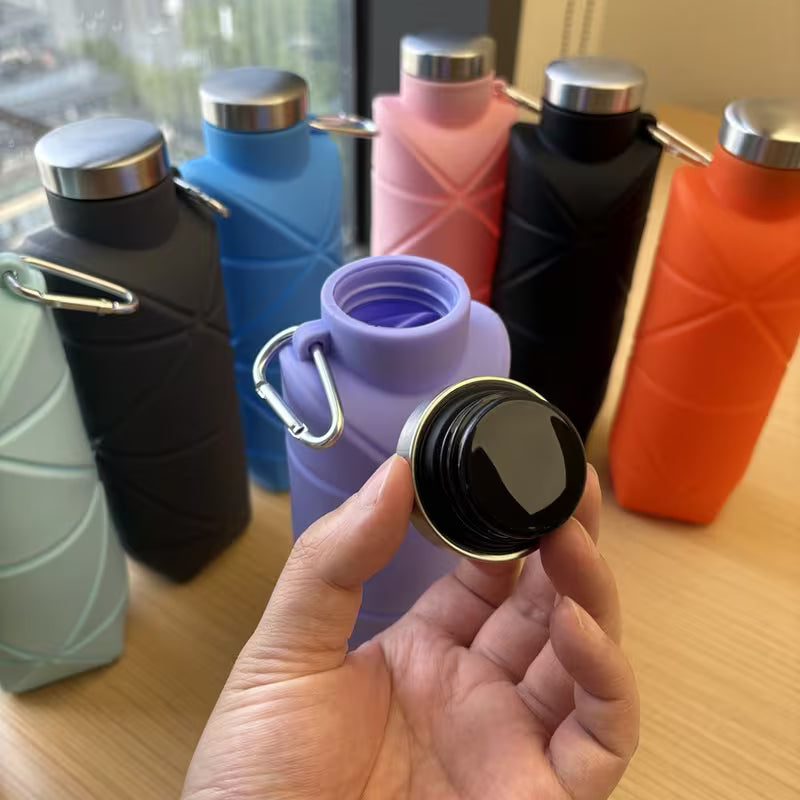 600ml Silicone Folding Bottle – Collapsible Reusable Travel Water Bottle