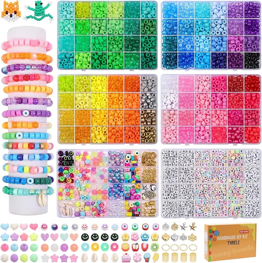 4000-Piece Friendship Bracelet Making Kit – 96 Colors DIY Pony Beads & Letter Beads Craft Set with Charms
