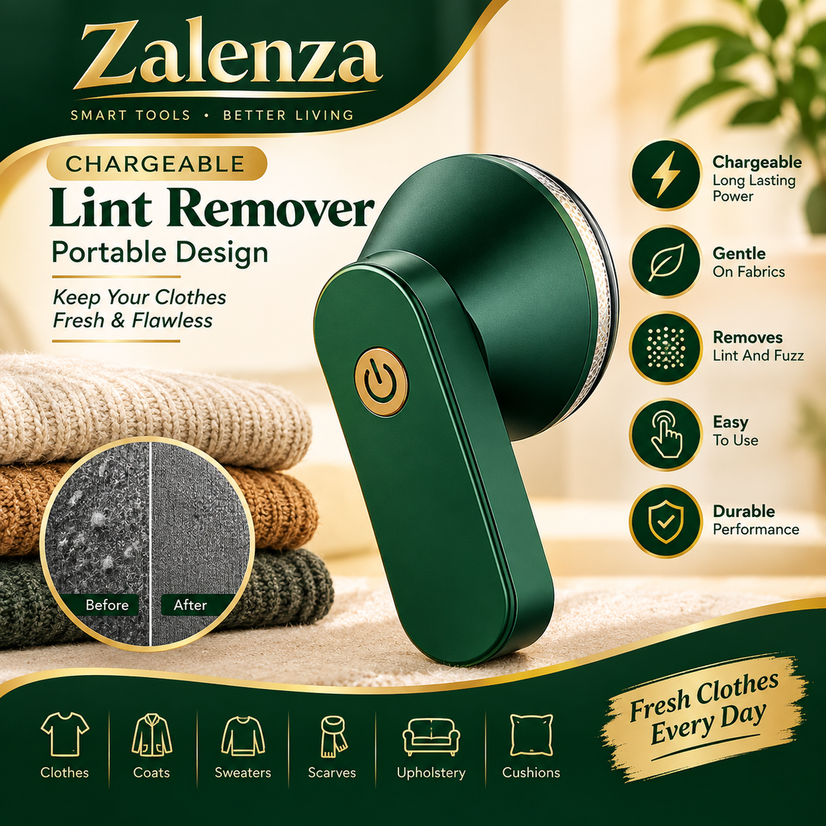 Rechargeable Lint Remover – Portable Fabric Shaver for Clothes