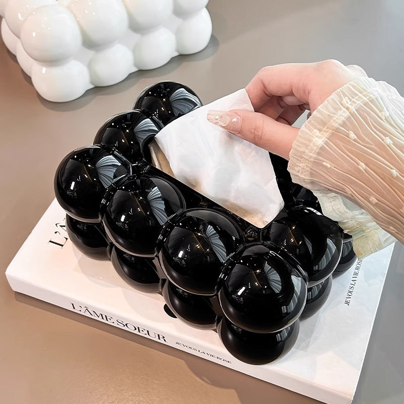 Bubble Shape Tissue Box Holder – Stylish Non-Slip Plastic Facial Tissue Dispenser Cover (Assorted Colors)