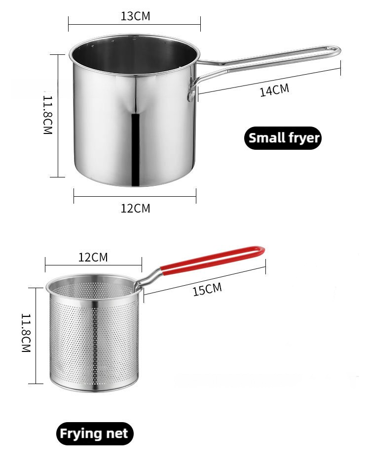 1200ML Stainless Steel Deep Fryer Pot with Strainer Basket – Heavy-Duty Frying Pan for Home Kitchen