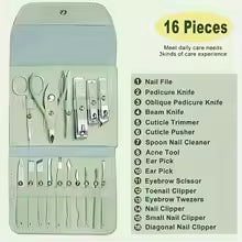 16-Piece Nail Care Kit – Professional Manicure & Pedicure Set with Case