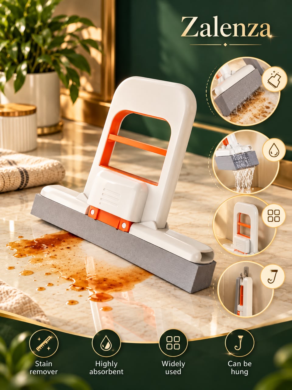 Mini Foldable Desktop Mop - Hands Free Squeeze Clean