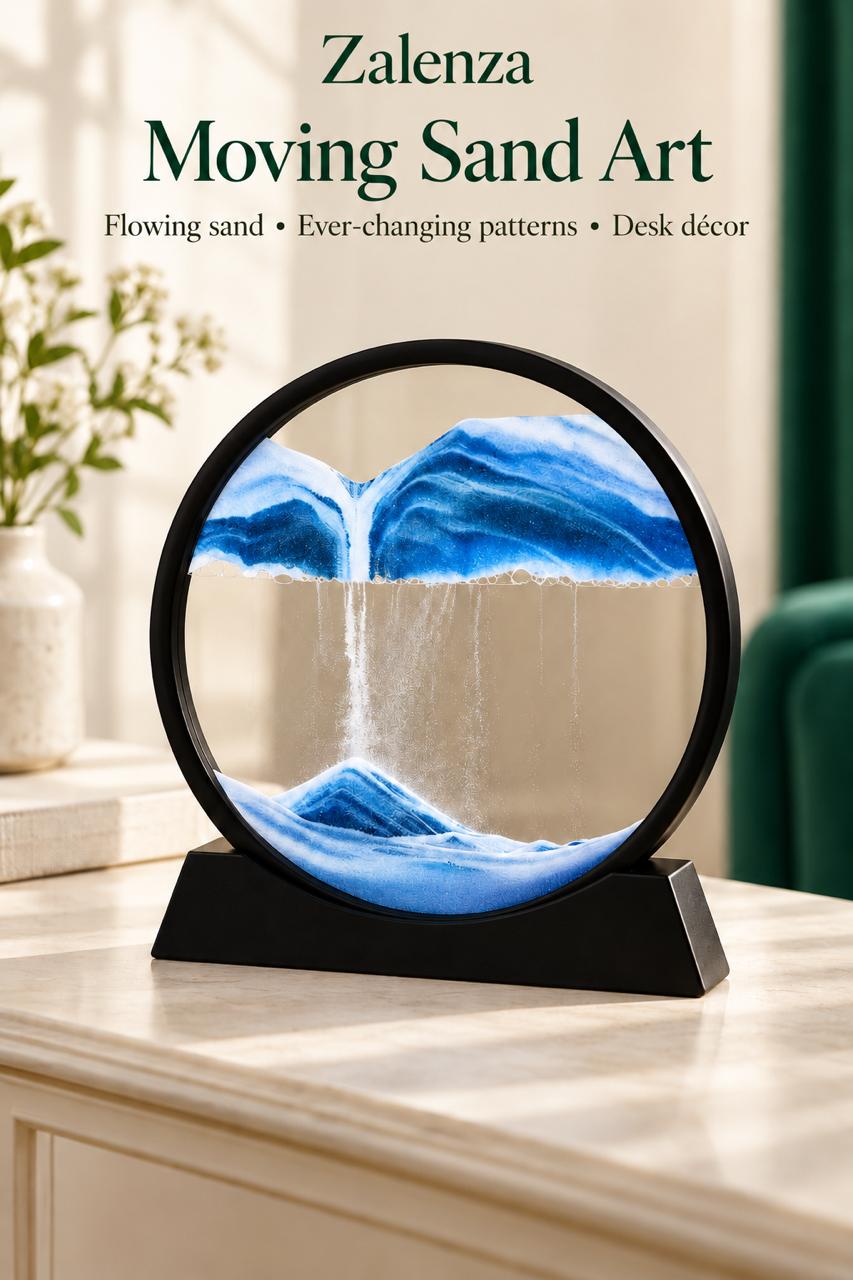 3D Moving Sand Art Hourglass Sandscape Lamp – Dynamic Sand Picture Frame with Metal Stand (Assorted Colors)