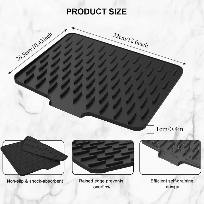 Kitchen Sink Protector Mat Black – 26x32 cm Non-Slip Sink Grid Liner & Scratch Guard for Stainless Steel Sinks