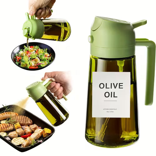 Oil Sprayer Bottle for Cooking – 2-in-1 Adjustable Mist & Dispenser, Leak-Proof Glass Oil Spray Bottle for Air Fryer, Baking & BBQ (Random Color)