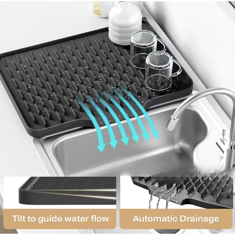 Kitchen Sink Protector Mat Black – 26x32 cm Non-Slip Sink Grid Liner & Scratch Guard for Stainless Steel Sinks